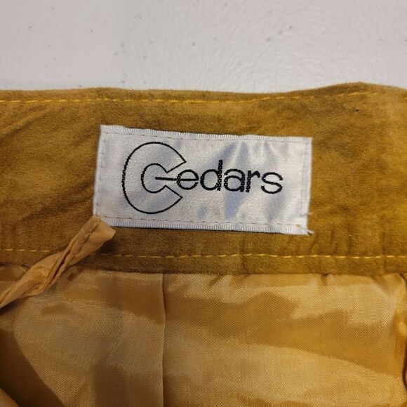 Suede Trouser Shorts Pleated Paperbag Culottes Leather Vintage Golden Tan - Picture 10 of 15